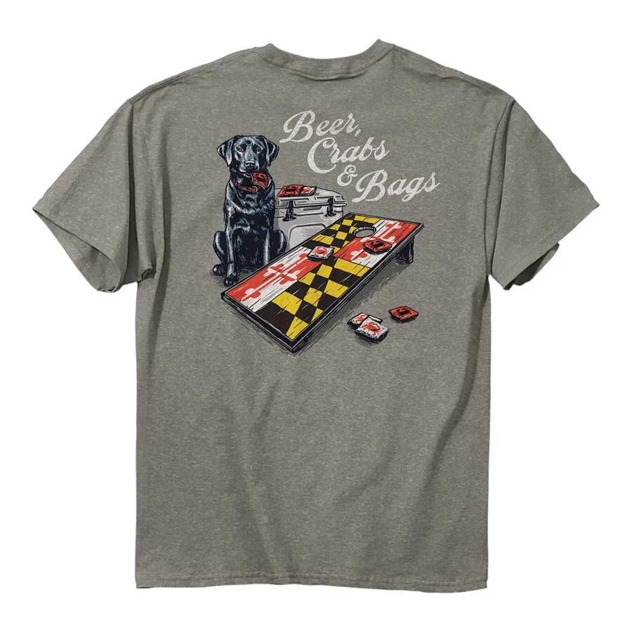 New MARYLAND Beers Crabs and Bags Black LAB Cornhole T Shirt L