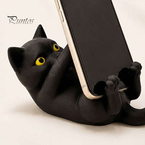Cat Cell Phone Holder 3D Printed Holder, Lying Kitten Mobile Stand, Hands Free Stand Figurine for Home Office Desk Decor, Gift Lovers
