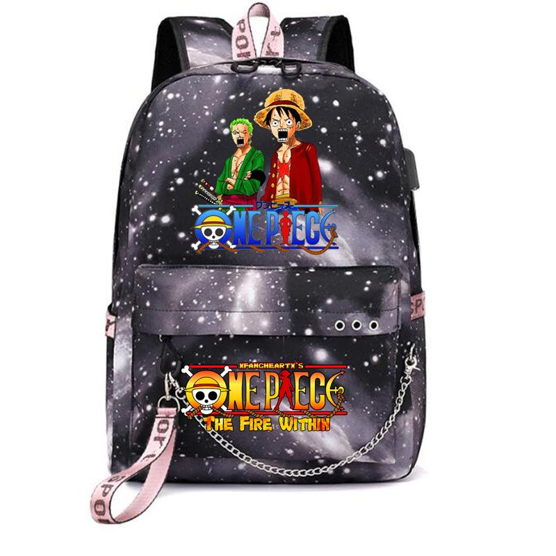 USB student school bag travel backpack printed One Piece casual trendy bag