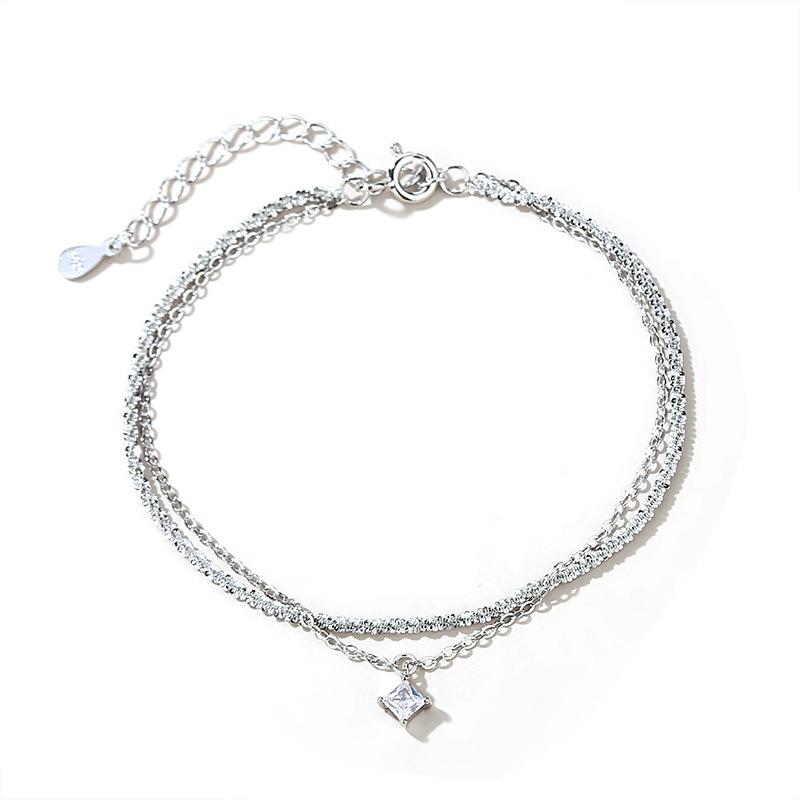 Tancise 925 Sterling Silver Cyrkon Bransoletka Biżuteria Geometryczny łańcuszek z koralików Link Bransoletki Moda Grzywny prezent ślubny dla dziewczyny Kobiety