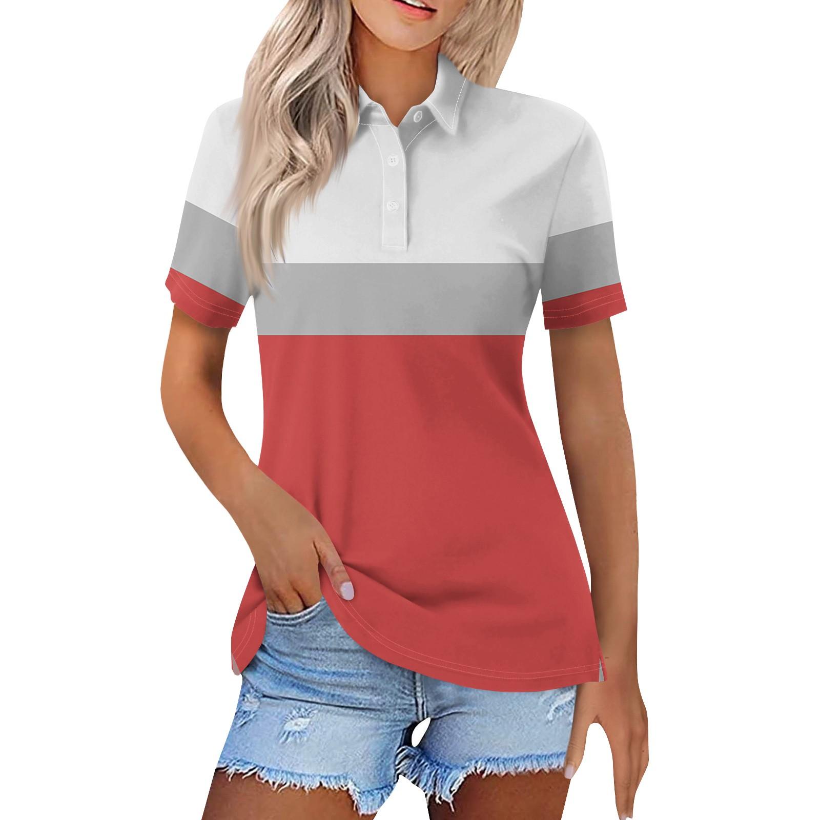 Женская модная повседневная рубашка с отворотом и коротким рукавом с принтом — фото 8