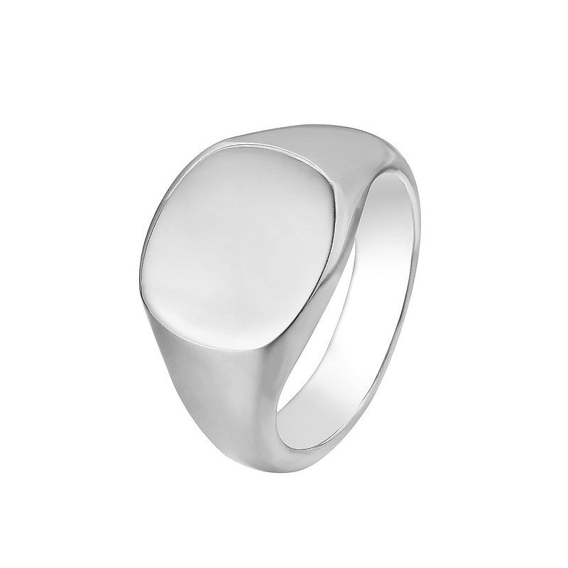 

Instagram Titanium Steel No Fading Glossy Hip-Hop Square Ring Silver Us Size 6 (Suitable for Tail Ring)