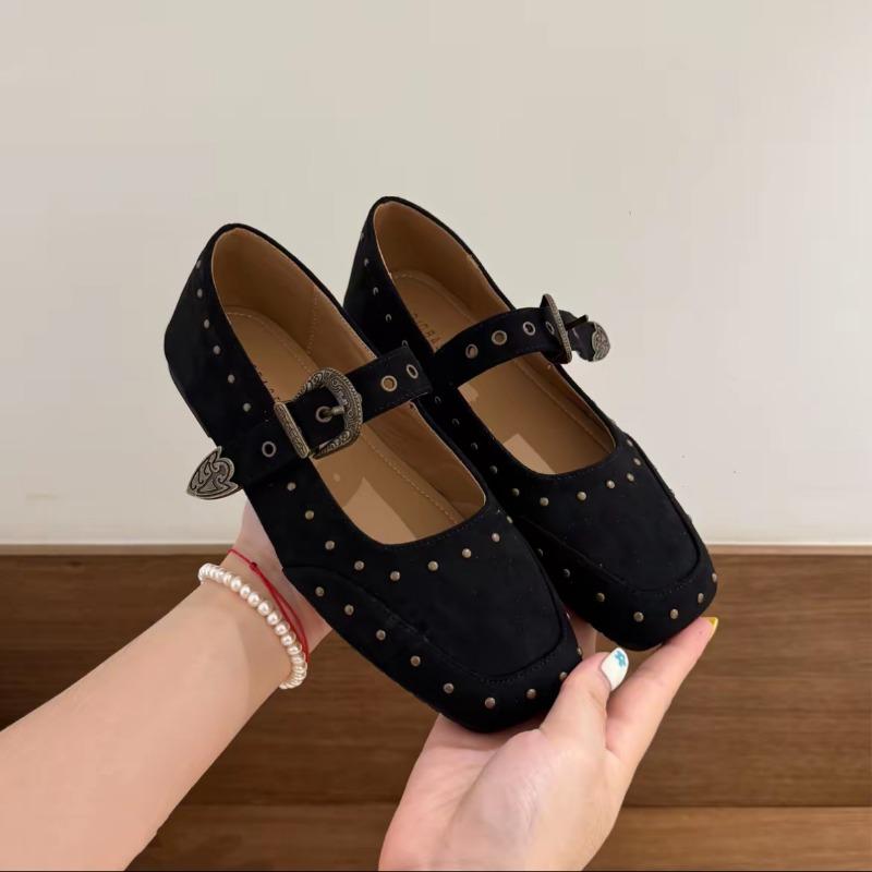 Flat-bottomed Square-headed Mary Jane Single Shoes Women's Shoes Early Autumn New Soft-soled Spring and Autumn Versatile Doudou Shoes