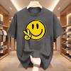 Unisex Casual Short Sleeve Crew Neck TShirt Joyful Face SMILE Graphic Print Summer Top Comfort Ladies TShirt Playful Design