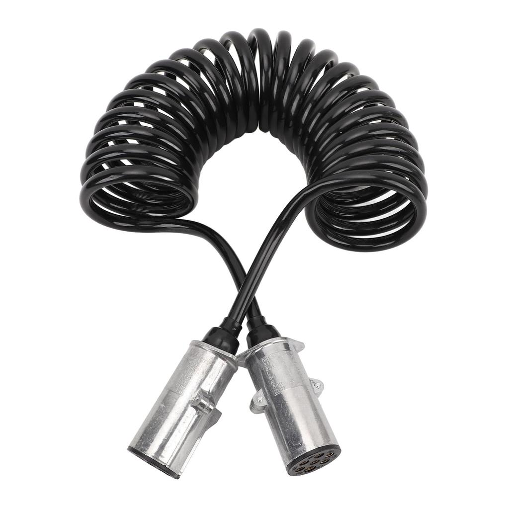 7 Way Trailer Cord Zinc Alloy Heavy Duty Coiled 7 Way Power Line Semi Truck Tractor Trailer Accessories