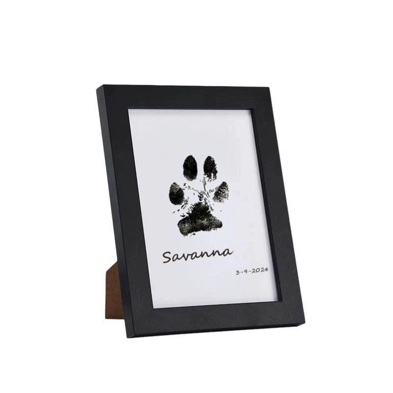 Pet Paw Print Ink Pad Frame - Dog & Baby Commemorative Imprint, Wash-Free Ink.