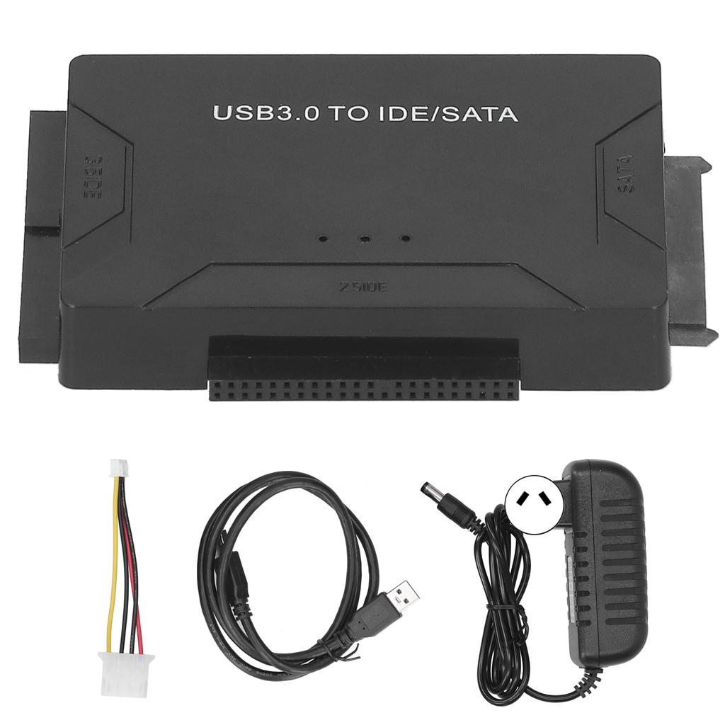 USB 3.0 To IDE SATA Converter External Hard Disk Drive Adapter Kit 2.5in3.5in Cable 100‑240VAU