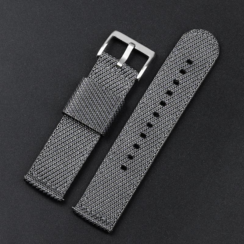 Nylon Canvas Watch Band 20mm 22mm Ribbed Strap for Seiko for Citizen Military Sports Woven Fabric Replacement Wristband Bracelet