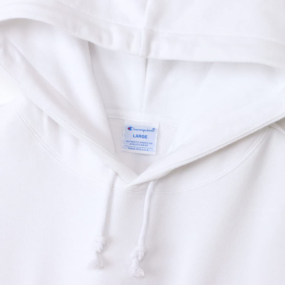 Champion Long Sleeve Script Logo Hooded Sweatshirt Size M Men's C3-W107, White,