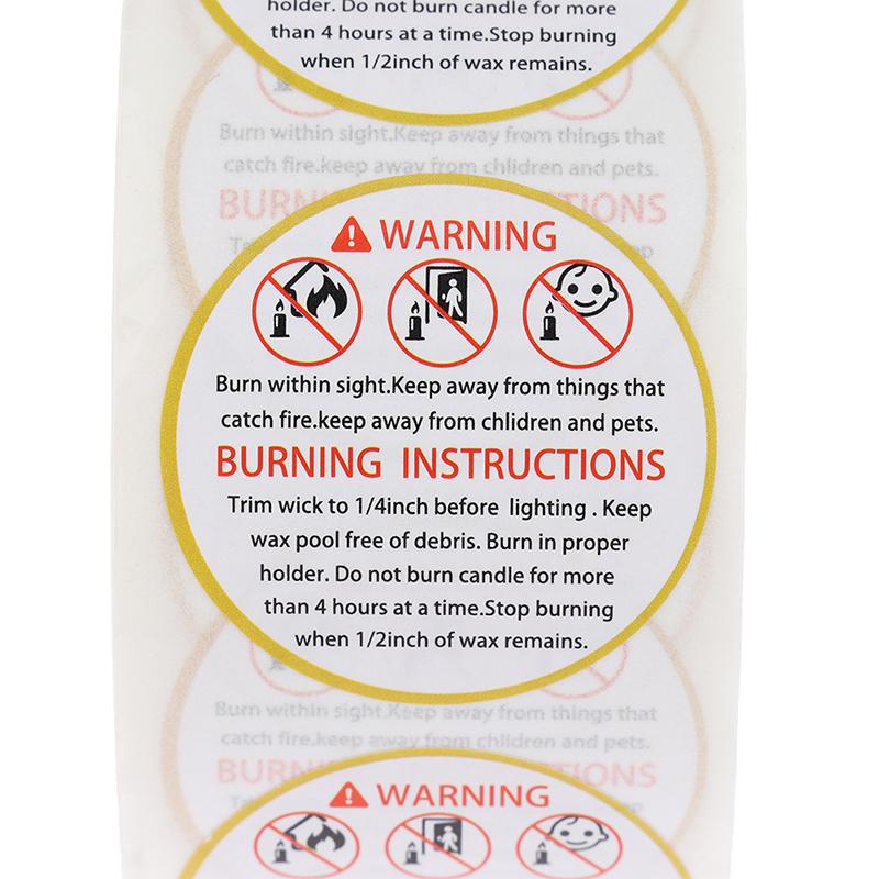500Pcs Candle Warning Label Candle Jar Container Stickers Melting Safety Label