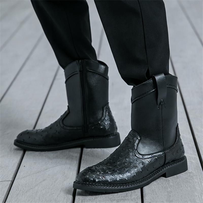 Designer New Arrivals Winter Mixed Patchwork Western Boot High Quality for Men's Pointed Casual Shoes Luxury High Tops