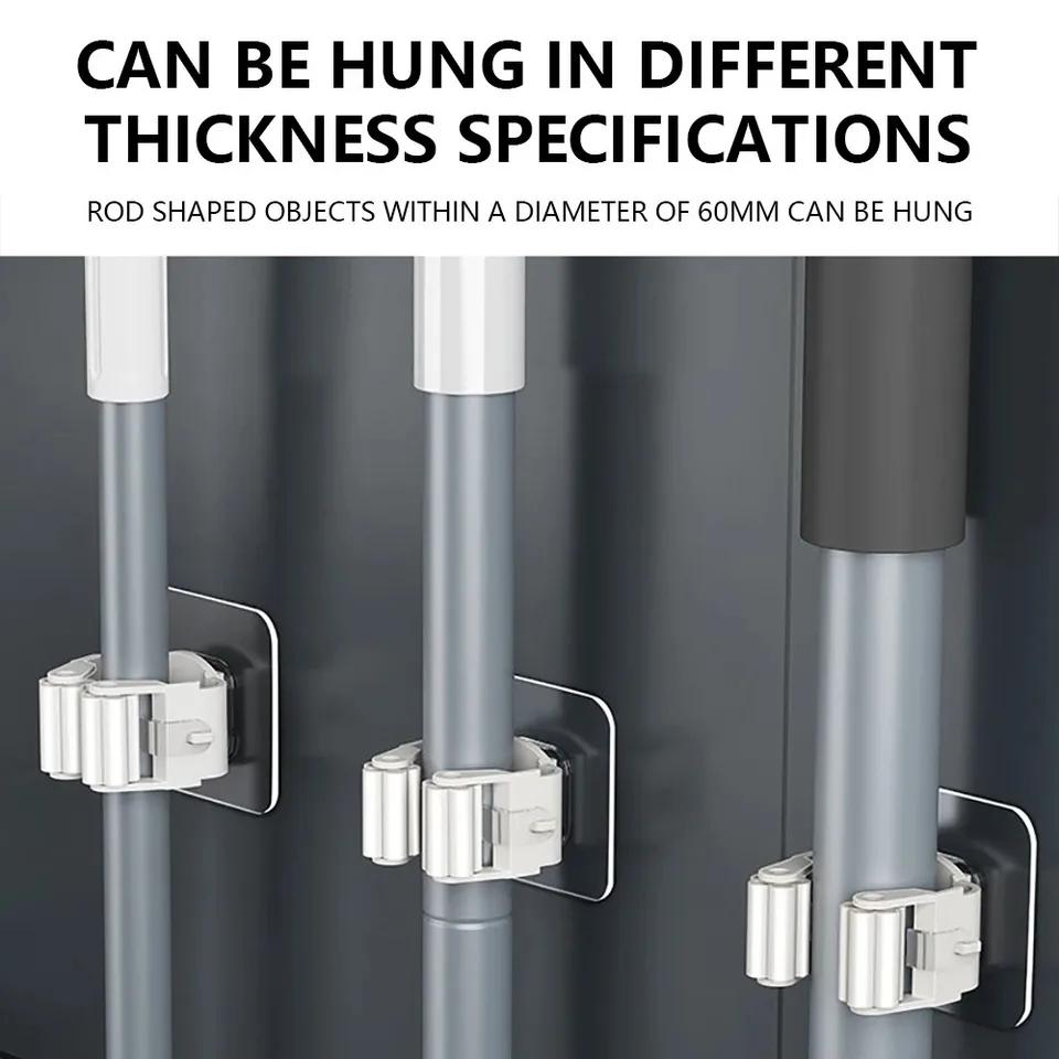 Wall-mounted Mop Stand Mop Stand Self-adhesive Broom Stand Non-porous Mounting Bathroom Kitchen Accessories