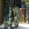 Men Cargo Pants Side Pockets Stretchy Waist Drawstring Strap Decor Ankle-banded Jogger Pants Daily Clothes