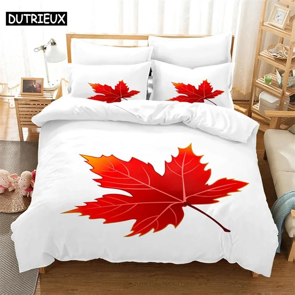 Leaf Quen Maple Leaf Beding Set For Bedrom Soft Modern Bedspreads Comefortable Children Kids Soft Duvet Cover Comfortable Quilt Cover And Pilowcase