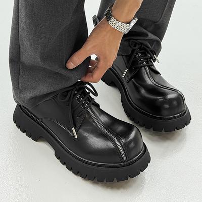 Casual Thick Soled Men's Leather Shoes Classic Designer Luxury Style Business and Office Black Hot Selling Derby Shoes Quality