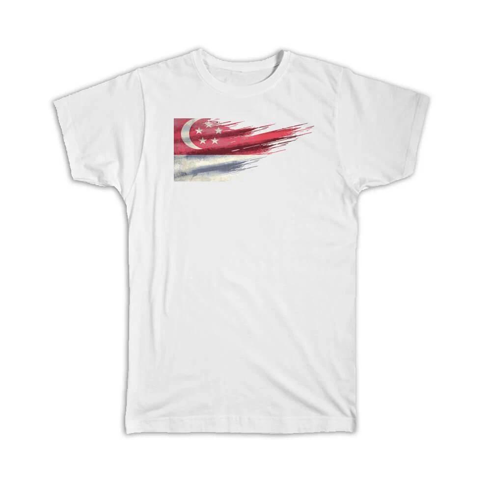 Gift T-Shirt : Singapore Flag Singaporean Travel Expat Country Artistic 4XL