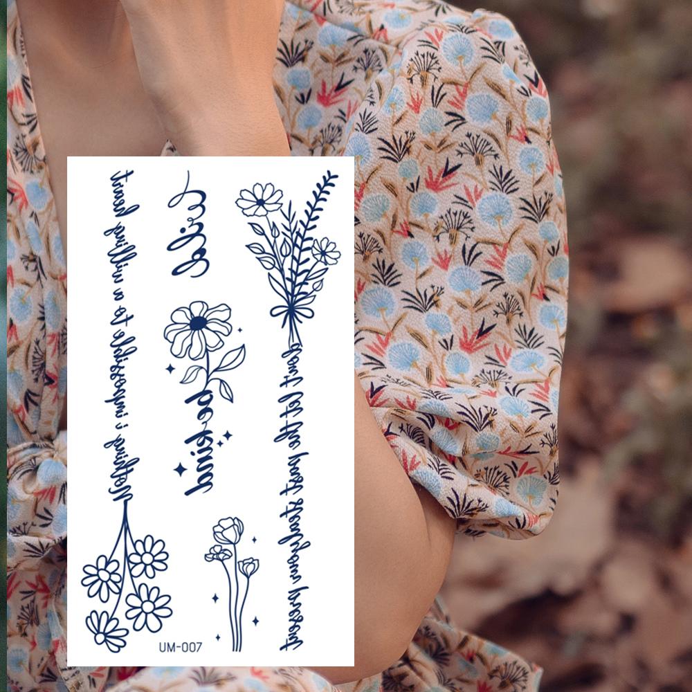 1 Sheets Semi Permanent Realistic Waterproof and Removeable Herb Tattoo Women's Back Tattoos Long Lasting