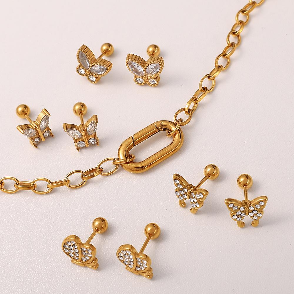Temperament Versatile Stainless Steel Butterfly Dragonfly Gold Plated Earrings Premium Titanium Steel Earrings Women
