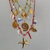 Movable Woven Rope Collarbone Chain Ocean Style Mini Metal Sun Necklace  Kids