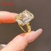 Geometric Square Zircon Ring For Women With 14k Gold Plating Elegant Fashion Jewelry