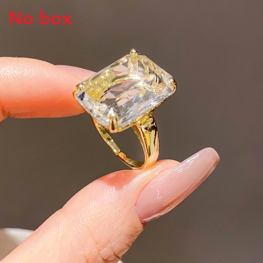 Geometric Square Zircon Ring For Women With 14k Gold Plating Elegant Fashion Jewelry