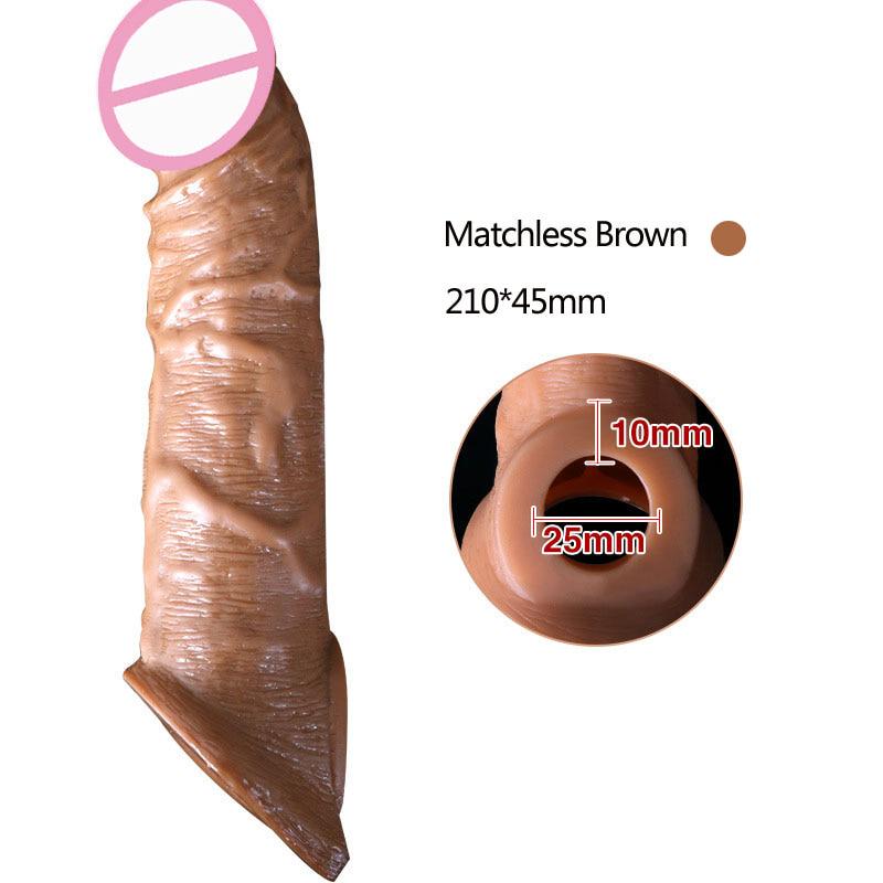 Wielokrotnego użytku Penis Sleeve Extender Realistyczny penis Cock Powiększalnik Prezerwatywy Opóźnienie przedłużenia Sex Zabawka dla mężczyzn