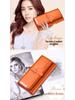 Women's Tri-Fold Genuine Leather Wallet: Large Capacity, Multiple Card Slots, Korean Style Coin Purse with Clasp.