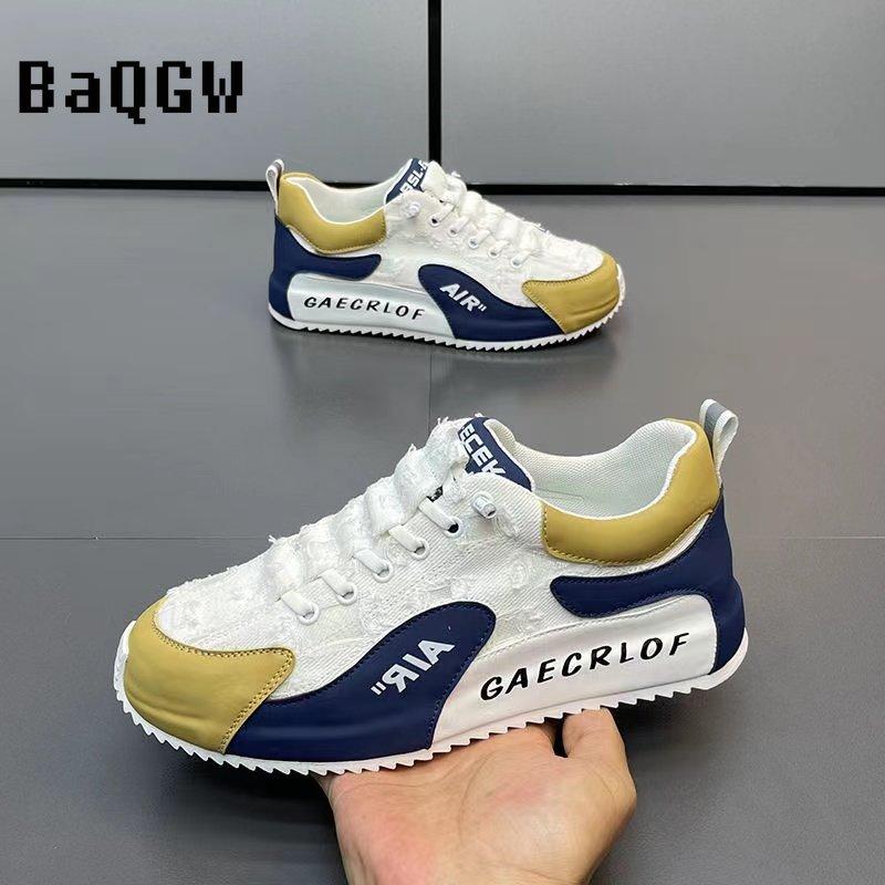 Fashion Chunky Sneaker Men Ripped Design Hollow Out Summer Breathable Board Shoes Fashion Casual Increased Internal Platform Shoes