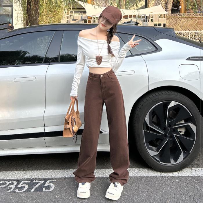 Minghai High-Waisted Wide Leg White Jeans for Women - Spring/Autumn 2026 Collection XL