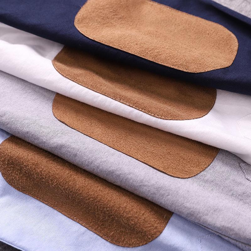 Spring Men Oxford Retro Shirt Japanese Business Casual Trendy Fashion Loose Tops Male Brand Long-Sleeved Patch Shirts Clothes