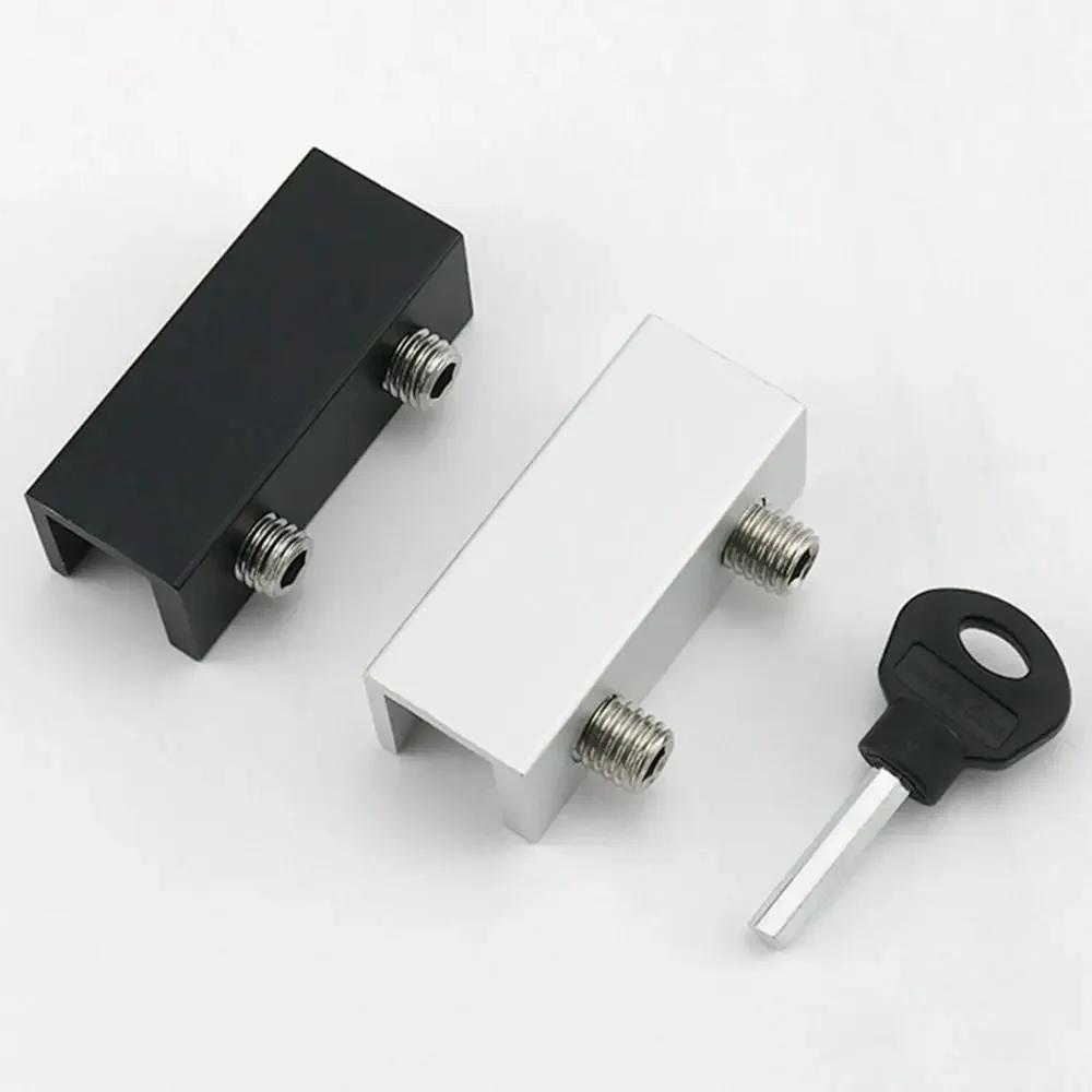 New Aluminum Alloy Window Locks With Key Sliding Security Window Lock Stopper Adjustable Safety Sliding Door Clips Door