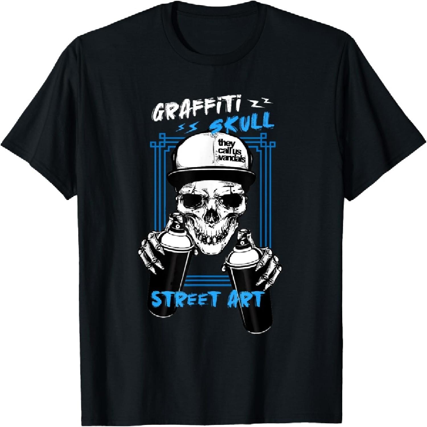Graffiti Skull Street Art Urban Graffitis Spray Paint Gift T-Shirt S