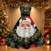 Women's Christmas Print Off-Shoulder Vintage Dress