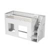 Kinderbett, Etagenbett (90 x 200 cm), Hochbett, Multifunktionsbett mit Treppenschrank, Umbaubare Spielfläche darunter, ohne Matratze, Weiß