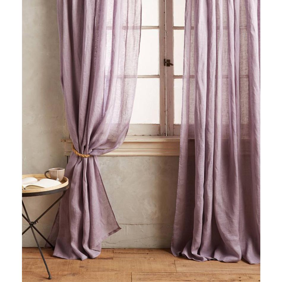 100% Linnen Gordijnen voor Raam Woonkamer Stangzak Gordijnen Licht Filterend Gordijn voor Keuken Kinderkamer Slaapkamer W85xH60cm&Rod Pocket Style1