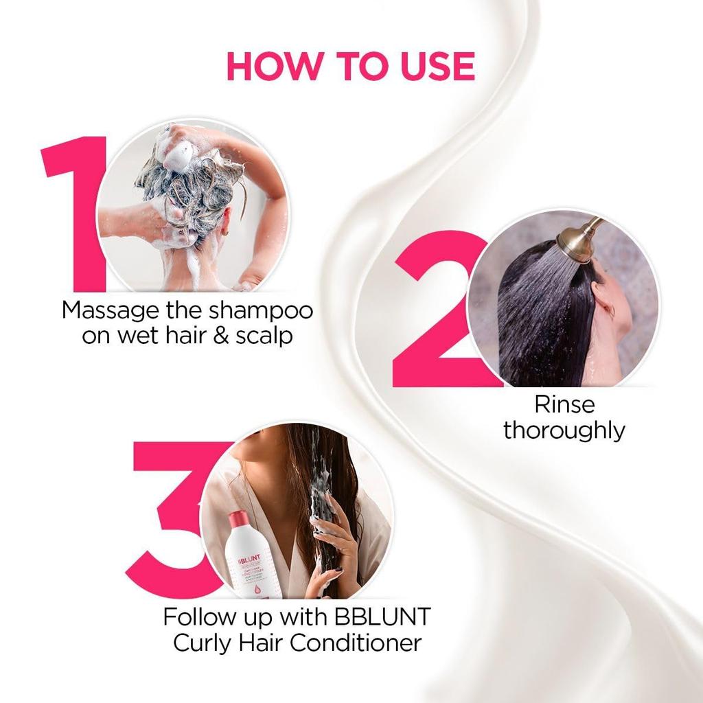 BBlunt Curly Hair Shampoo And Conditioner Combo For Defined Curls, Frizz Control, Daily Nourish Care 300 ml + 250 g