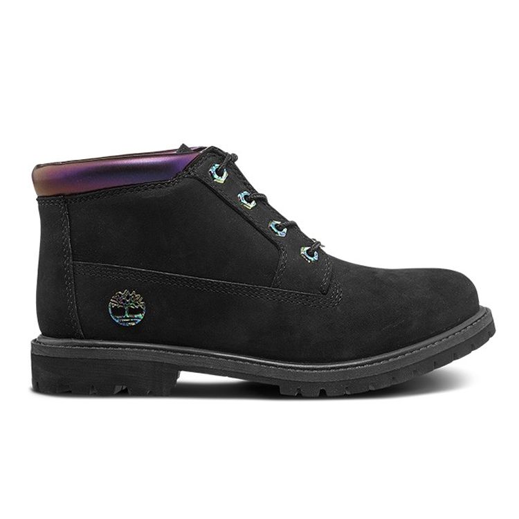 Timberland Women's Nellie 6-Inch Iridescent Waterproof Chukka Boots Black Nubuck A24KH