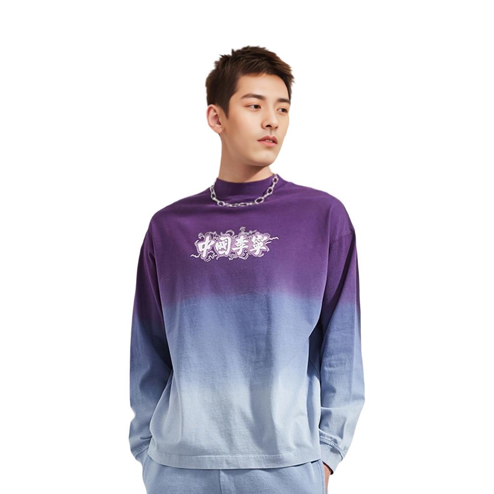 Li Ning Sports Fashion Collection Sweatshirts Men's Blue Purple Crew Neck Moderate Regular AHSR265-2
