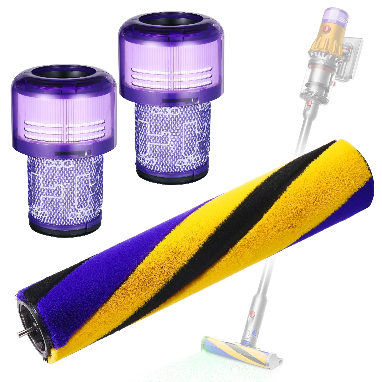 

Roller Brush Bar Replacement for Dyson V12 SV20 Detect Slim Handy Soft Roller Vacuum Head V12 HEPA Filter 2 Replacement Part for Accessory, Pack, No.