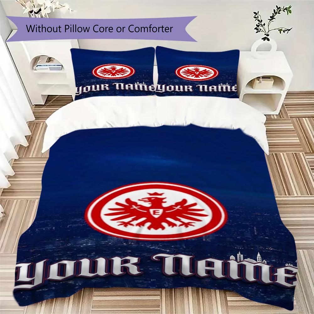 Custom Name Eintracht Frankfurt Pattern Bedding Uilt Set Uilt Cover Pillowcase Home Decoration Birthday Gift (1*duvet Cover+2*pillowcase Without Core)