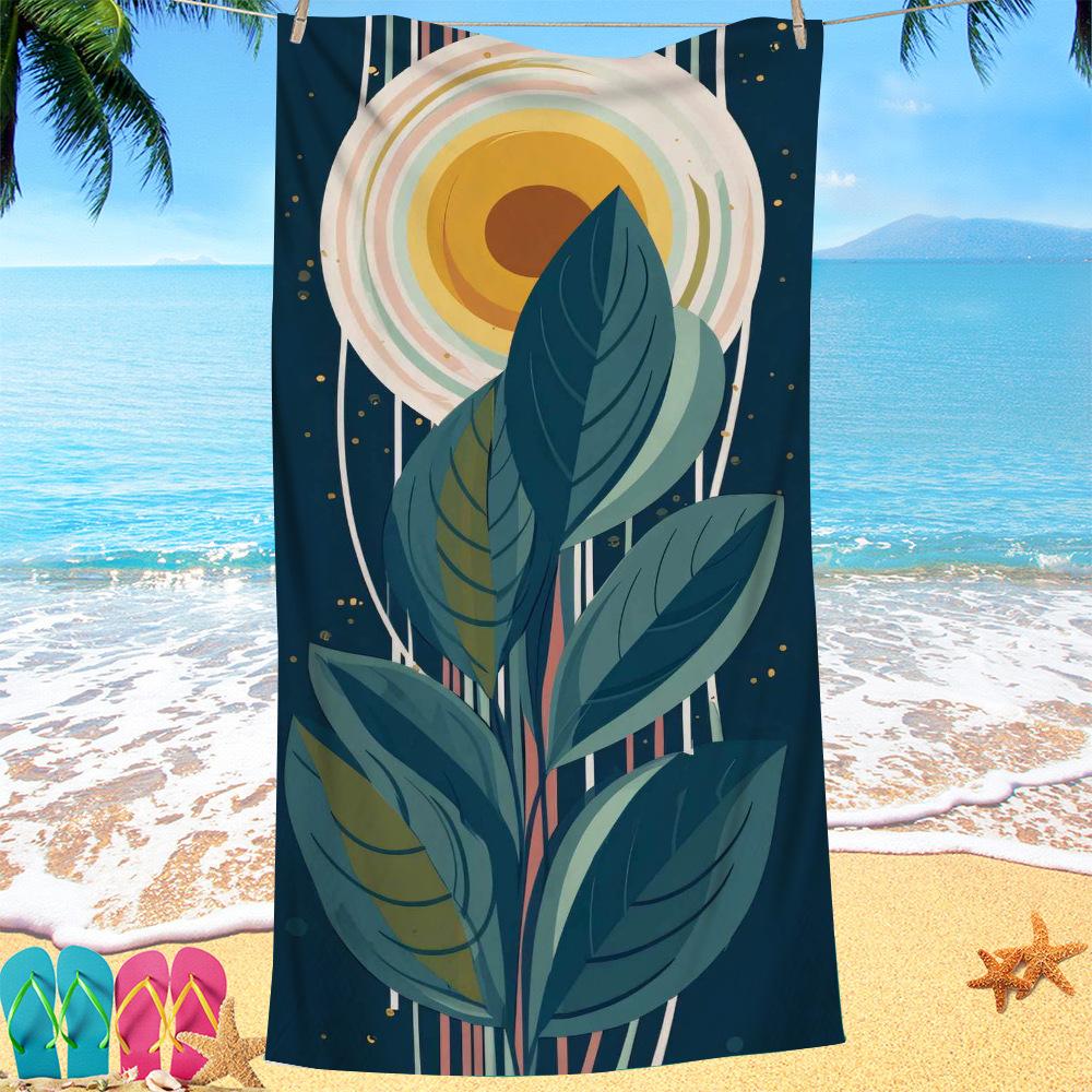 

Nordic painted flowers digital-printed polyester Superfine fiber double-sided fleece Beach vacation bath towel, beach towel W40*H60(CM)