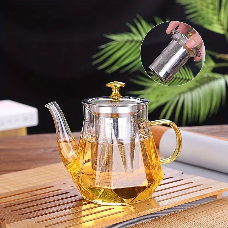 Wysokoborokrzemowy Szklany Czajnik Odporny na Eksplozję Zestaw do Herbaty Czajnik ze Stali Nierdzewnej z Filtrem Duża Pojemność Czajnik do Kawy