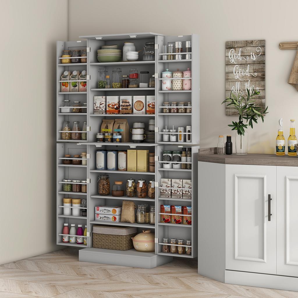 Kitchen Buffet Cabinet, 60 x 35 x 166 cm, Grey