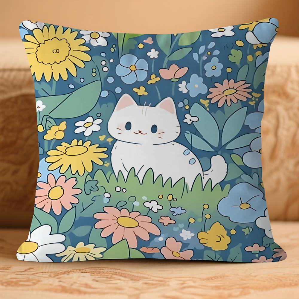 Lucky Cute Cat Pillow Cover Sofa Cushion Cover Home Room Decoration Children Gift