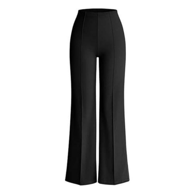 Women Casual Trousers High Waist Elastic Wide Leg Pants Solid Color Lounge Work Travel Daily Wear
