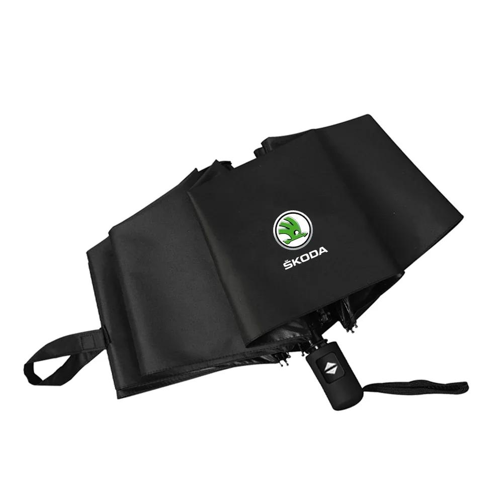 

Car Sticker 2025 New Fully Automatic Folding Umbrella Windproof Sunshade Car Umbrella For Skoda S Octavia Rapid Fabia Superb Kod