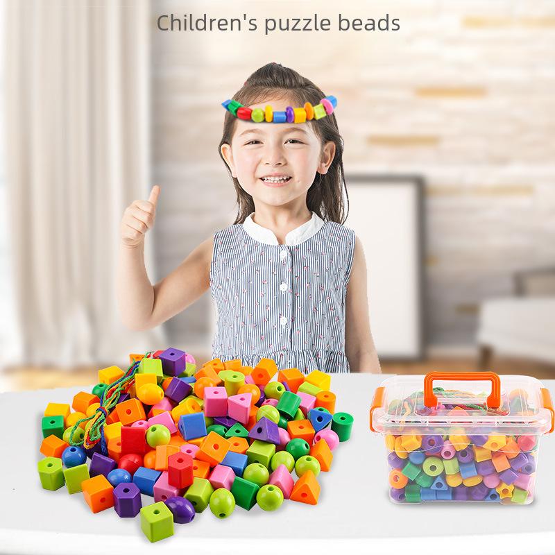 Blocuri de construcție cu mărgele mari: Brățară Geometrică Creativă Jucărie pentru Băieți și Fete