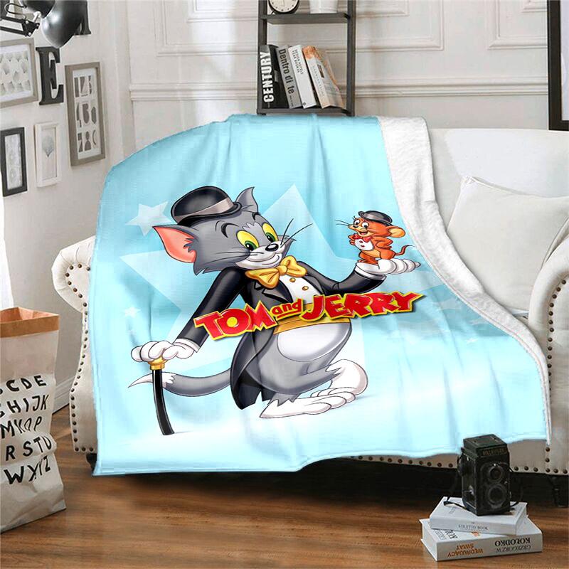 1pc Tom and Jerry Cartoon Blanket,Portable Throw for Travel & Camping, All Season Cozy Blanket,Ideal Gift