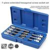 7Pcs for  Spanner Sleeve Repair Hand Tools Extra Long Hex Bit Socket Set H3-H10 CR-V and S2 Material 3/8inch Drive 110mm