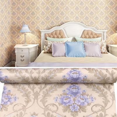 3D Retro Purple Floral Peel and Stick Wallpaper Waterproof Removable Decal for Kitchen Refrigerators Home Decoration